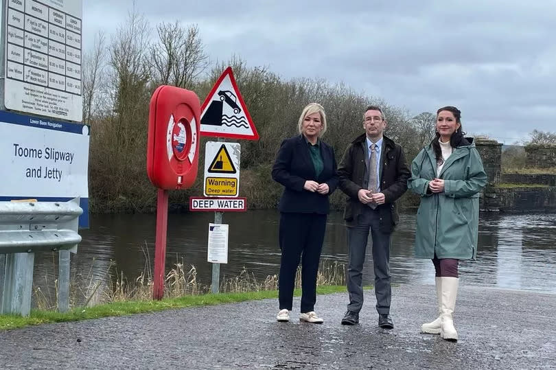 Northern Ireland First Minister Michelle O'Neill, Agriculture, Environment and Rural Affairs Minister Andrew Muir and deputy First Minister Emma Little-Pengelly visited Lough Neagh together in March