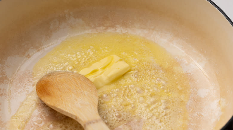 melting butter in a pan