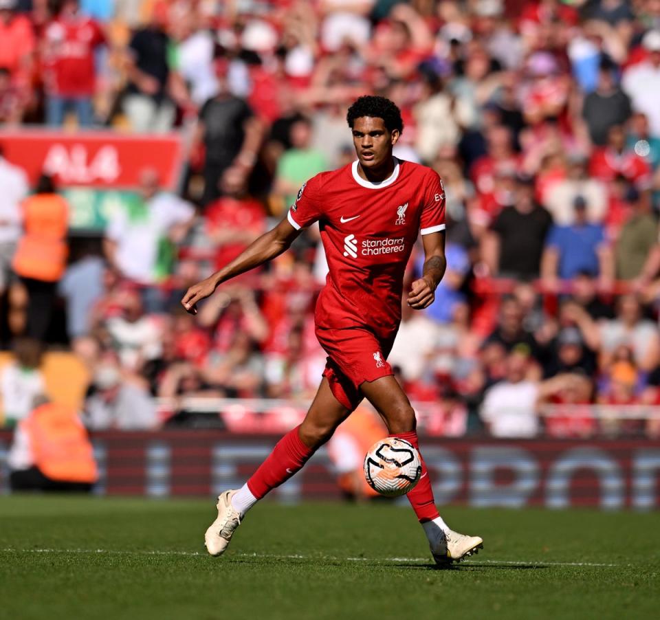 Jarrell Quansah in action against Aston Villa (Liverpool FC via Getty Images)