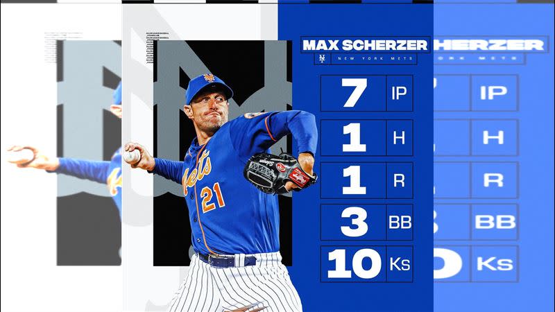 薛澤（Max Scherzer）大都會主場首戰，7局10K僅挨1安。（圖／翻攝自MLB IG）