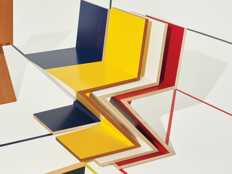 A colorful version of Gerrit T. Rietveld’s Zig Zag chair