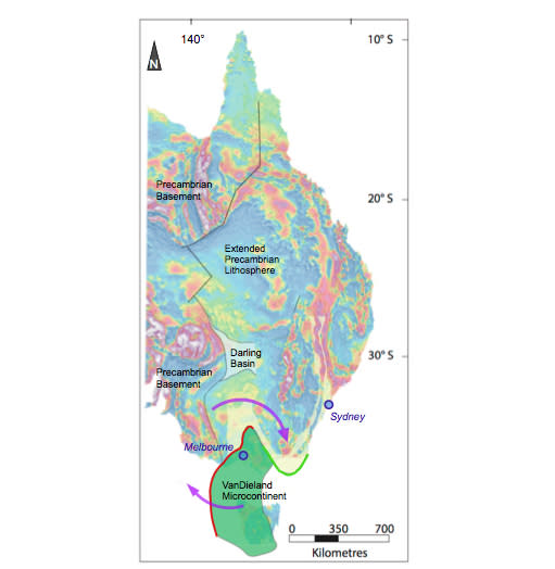 Southeastern Australia's swirling geology formed when a micro-continent collided with its ancient margin 400 million years ago.