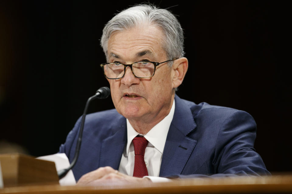 Federal Reserve Chair Jerome Powell presents the monetary policy report to the Senate Banking Committee, July 11, 2019, on Capitol Hill in Washington. (AP Photo/Jacquelyn Martin)