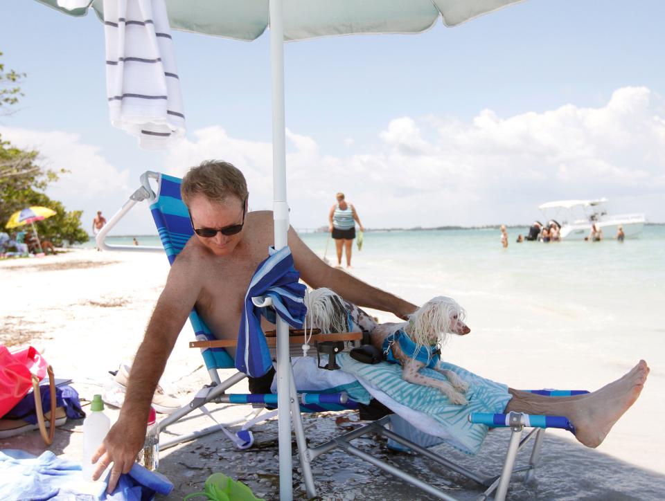 A visitor to Sanibel's Lighthouse Beach and his canine companion.