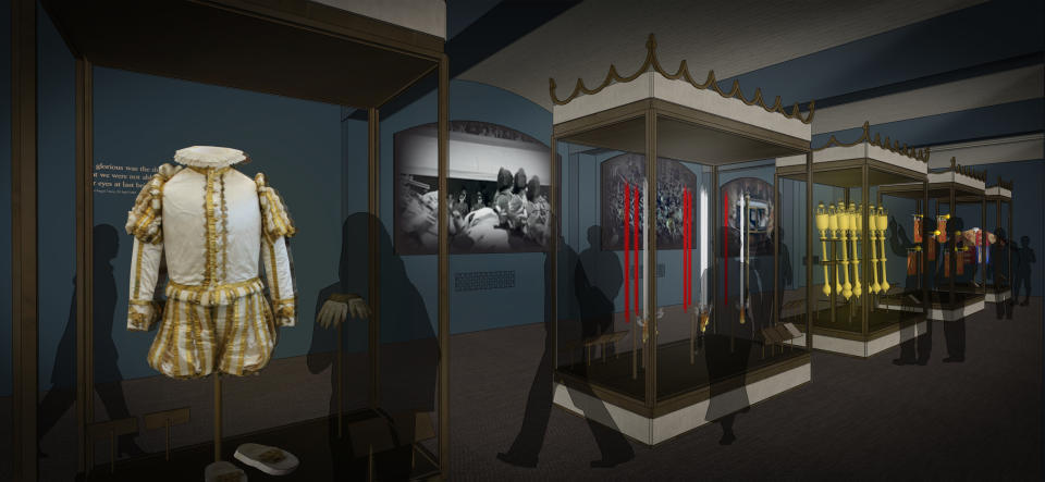 The Procession room which includes the court suit worn at the Coronation of George IV