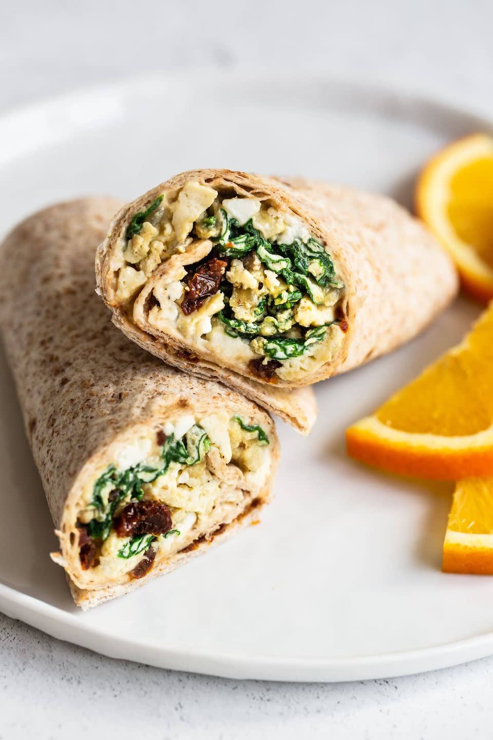 Egg, Spinach, and Feta Breakfast Wrap
