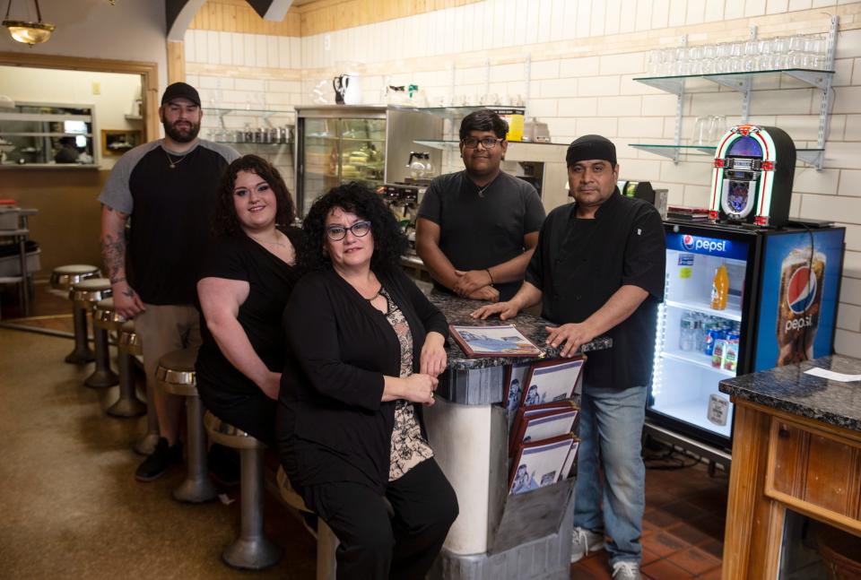 Atlantic Highlands Towne Diner is a family business. From left to right are Aaron Phillips, Audrey A. Phillips, Audrey Phillips, Carlos Morales and Hilario Morales. 
Atlantic Highlands, NJ
Thursday, May12, 2022