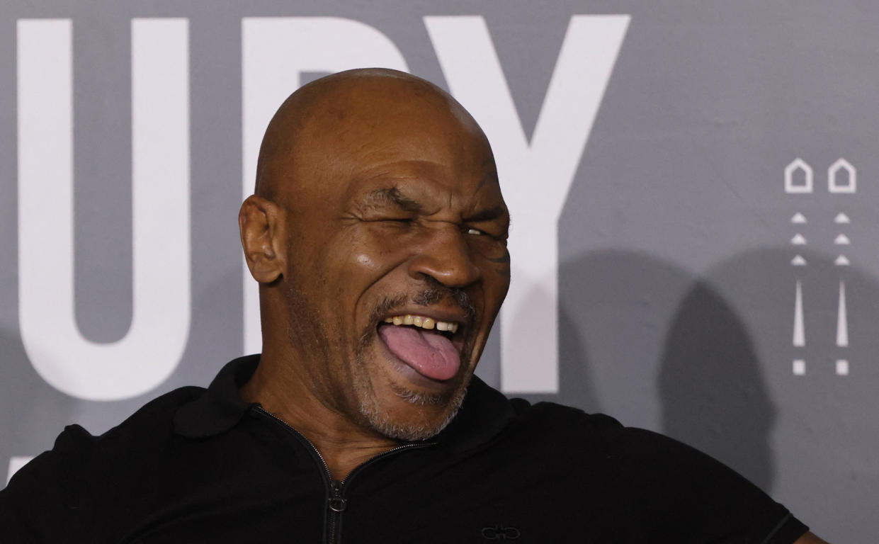 Boxing - Jake Paul v Tommy Fury Press Conference - Riyadh, Saudi Arabia - February 23, 2023 Mike Tyson during the press conference REUTERS/Ahmed Yosri