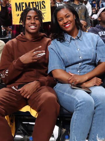 <p>Joe Murphy/NBAE/Getty </p> Jaden Ivey and Niele Ivey in 2022.