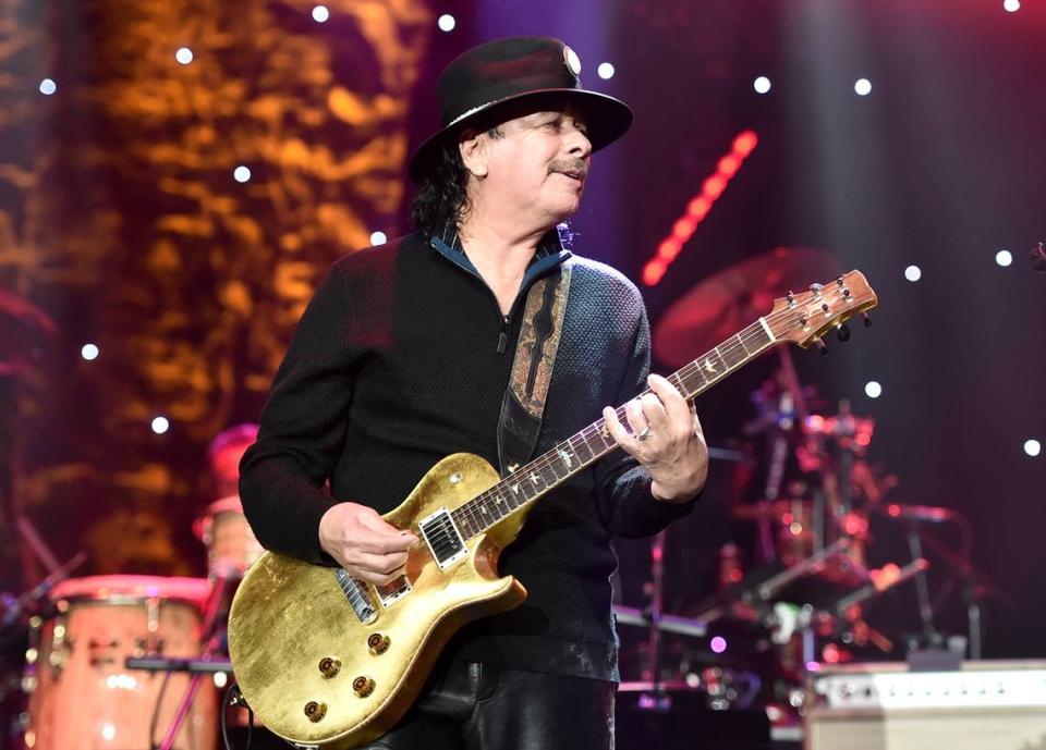 Carlos Santana performs onstage during the Pre-Grammy Gala and Grammy Salute to Industry Icons Honoring Sean “Diddy” Combs on Jan. 25, 2020 in Beverly Hills, Calif. Santana and Earth, WInd & Fire are teaming up on a joint summer tour this year. (Alberto E. Rodriguez/Getty Images for The Recording Academy/TNS)