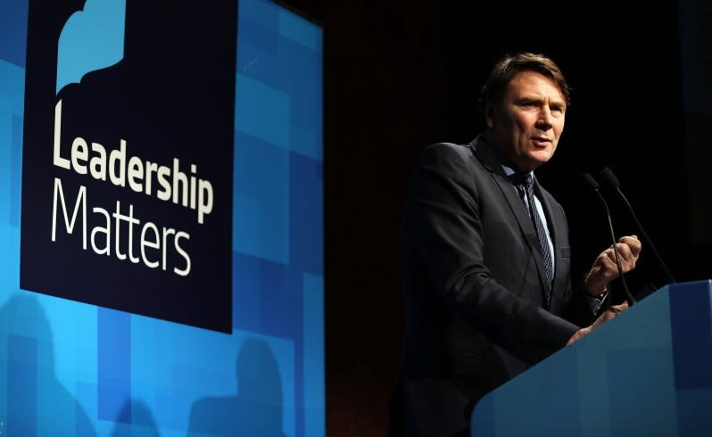 Telstra chief executive David Thodey speaks at the WestBusiness Leadership Matters breakfast this morning. Picture: Michael Wilson/The West Australian.