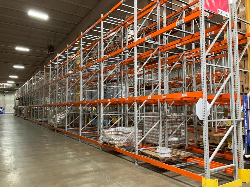 Empty racks at the Mid-Ohio Food Collective warehouse