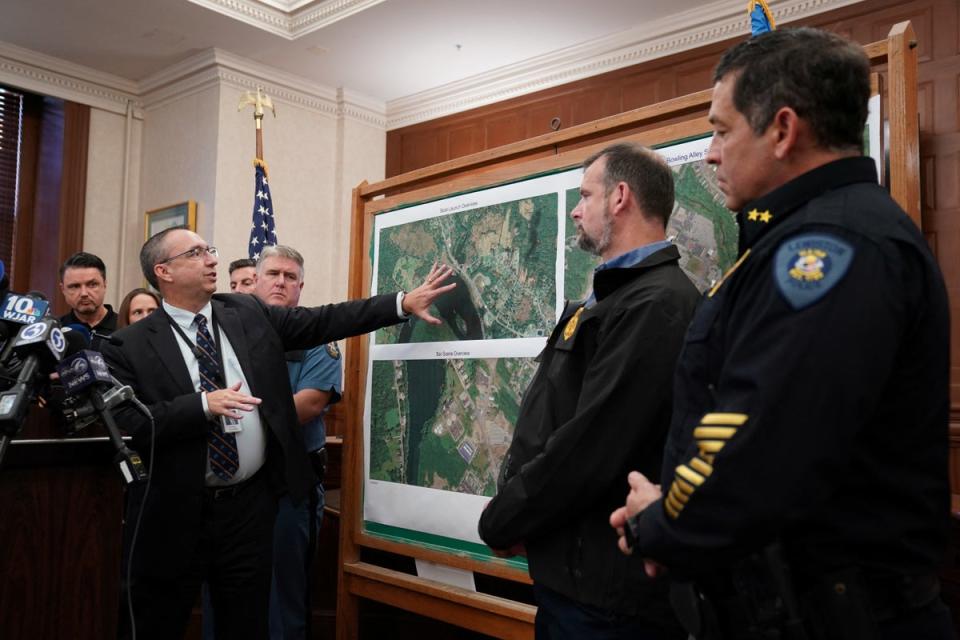 Maine Commissioner of Public Safety Michael Sauschuck speaks at a press conference at City Hall in Lewiston (REUTERS)