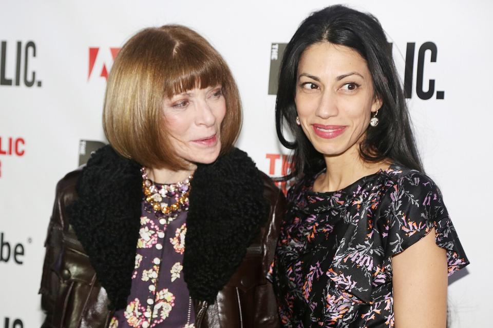 Anna Wintour and Huma Abedin pose at the opening night after party for "Sea Wall/A Life" at The Public Theater on February 14, 2019 in New York City.
