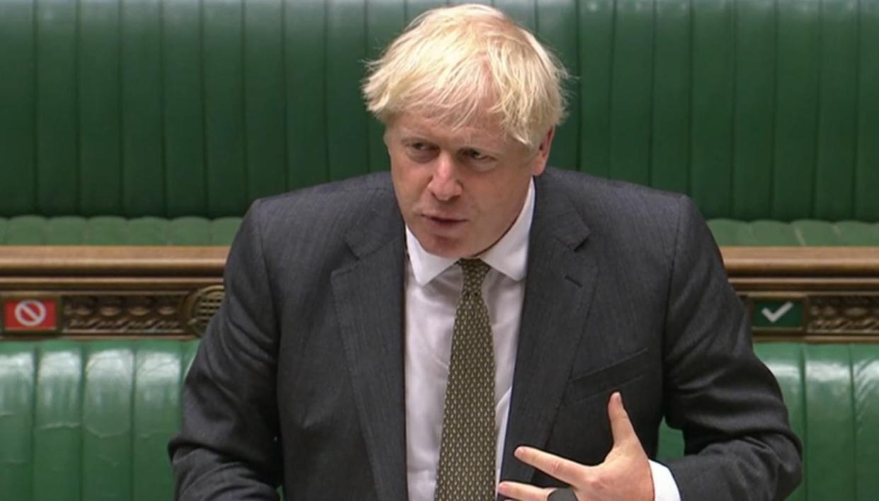 Boris Johnson speaking in the House of Commons (PA)