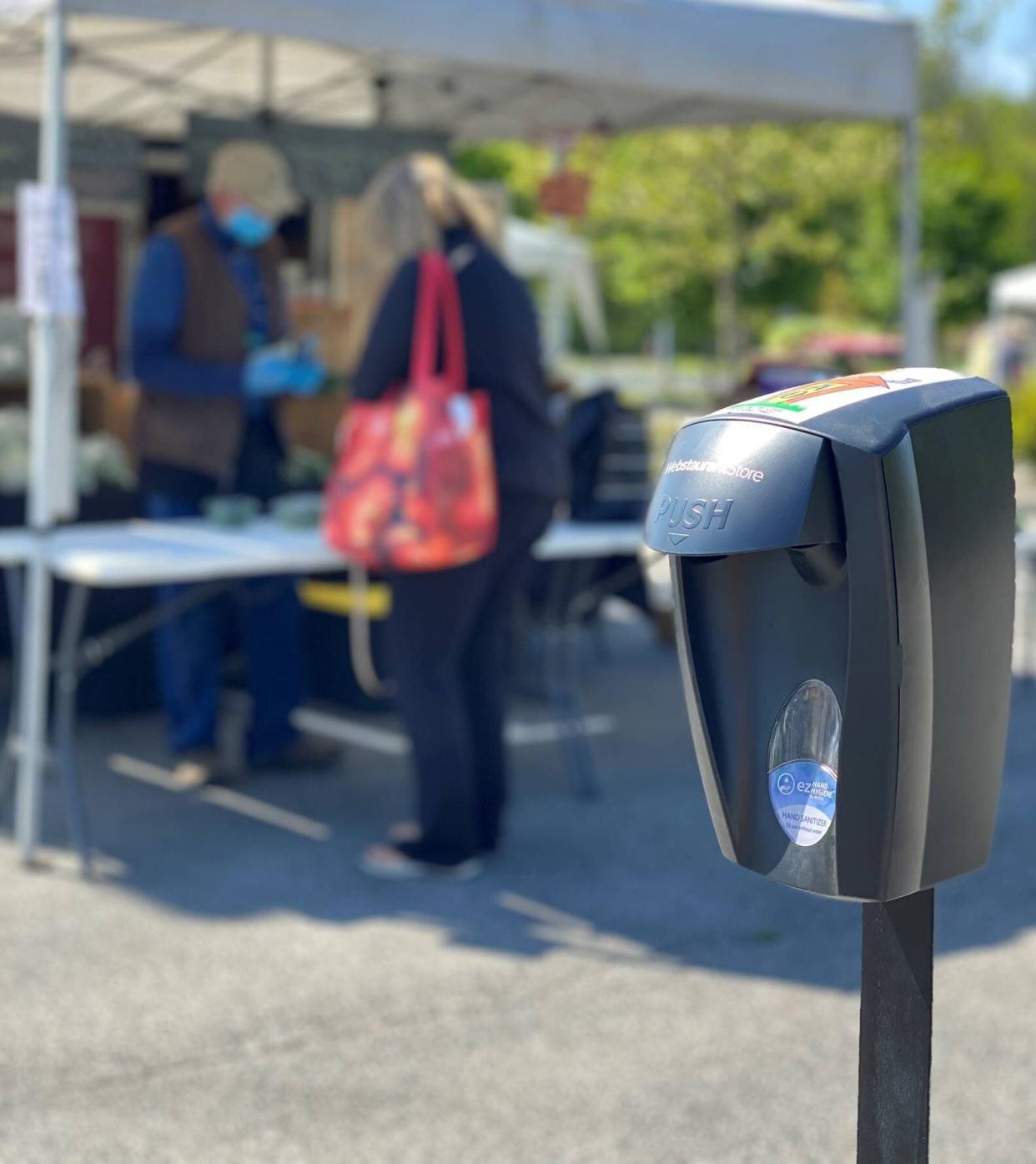 Hand sanitizing stations are easy to find at the Lafayette and West Lafayette farmers markets in Indiana. (Photo: Courtesy of Layfayette and West Lafayette farmers markets in Indiana)