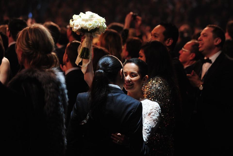 Queen Latifah officiates dozens of same-sex marriages during the ceremony