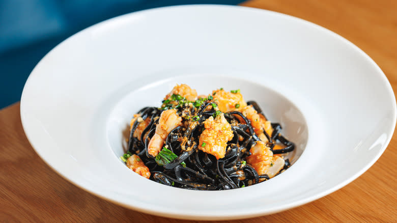 squid ink linguine dish