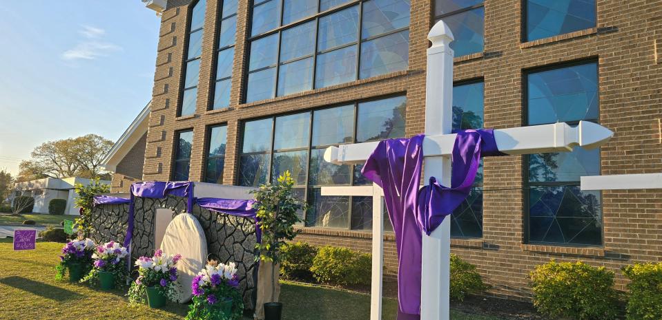 A model representing the empty tomb of Jesus Christ is part of the Easter display at Beauty Spot Missionary Baptist Church on old Raeford Road. The church, where the Rev. Dr. Taijuan O. Fuller is pastor, will host a Good Friday service at 11:30 a.m. on Friday, March 29, 2024, on behalf of the Fayetteville Cumberland Ministerial Council.