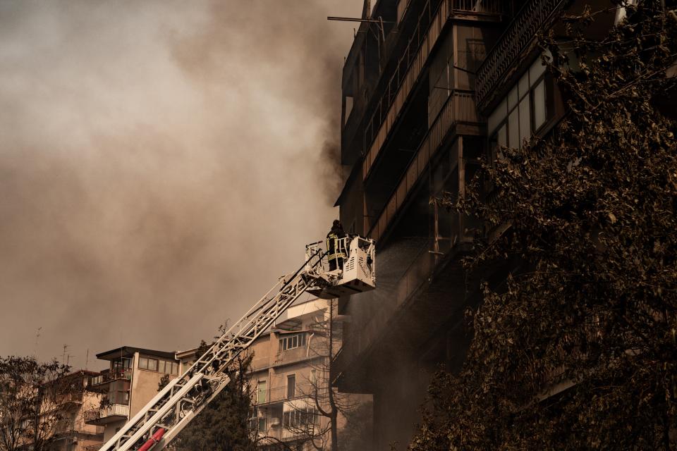 Aerial firefighting continues as teams conduct extinguishing works by land and air to control wildfires across in Reggio Calabria, Italy (Anadolu Agency via Getty Images)