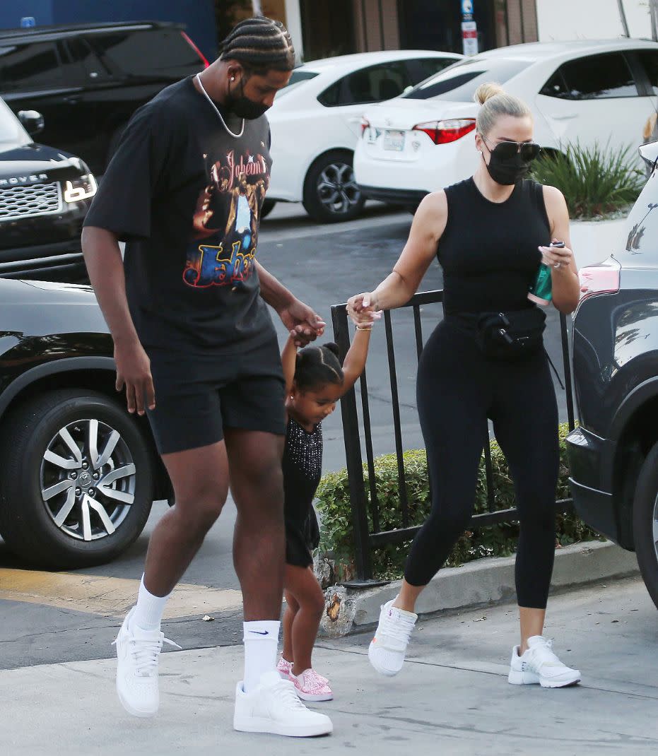 Khloe Kardashian and Tristan Thompson out and about with daughter True in Los Angeles, Sept. 20. - Credit: MEGA