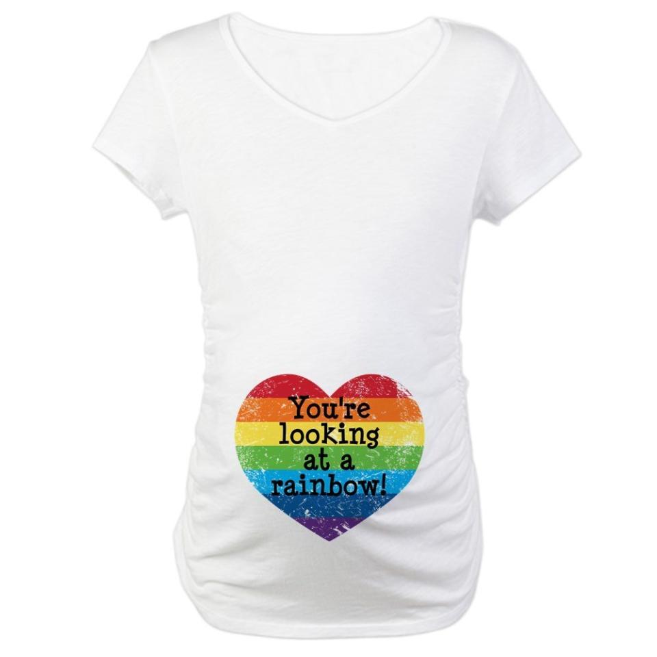 $24.99, <a href="http://www.cafepress.com/mf/92669639/rainbow-baby_maternity?productId=1377100205" target="_blank">Lindsey Henke</a> for <a href="https://pregnancyafterlosssupport.com/" target="_blank">Pregnancy After Loss Support</a>