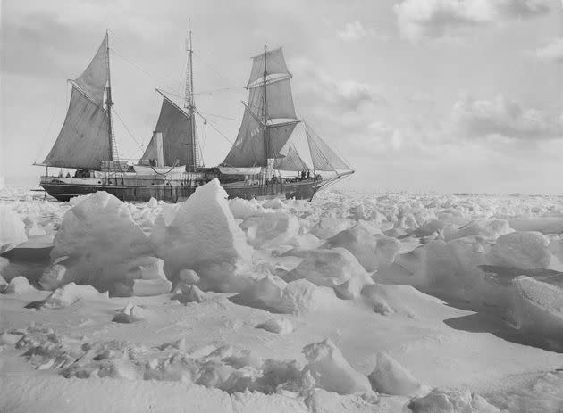 Endurance' in full sail, in the ice of Antarctica. (Photo: Frank Hurley/Royal Geographical Society via Getty Images)