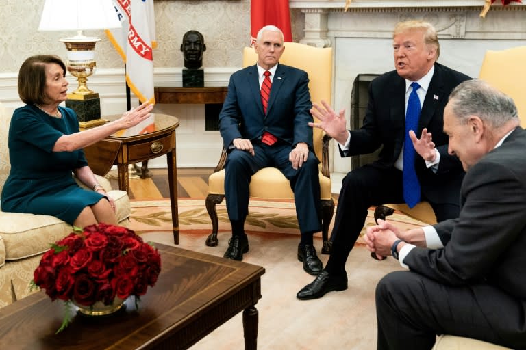 President Donald Trump and Vice President Mike Pence took part in a heated exchange with House Minority Leader Nancy Pelosi and Senate Minority Leader Chuck Schumer at the White House