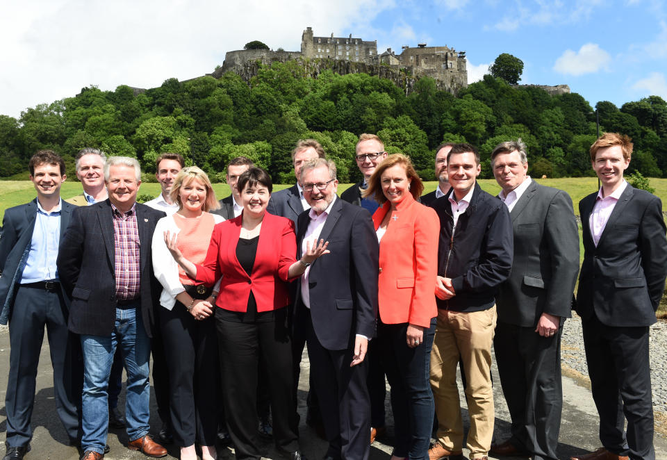 Mr Thomson (third from right) was one of 13 Scottish Tory MPs elected in 2017 under the leadership of Ruth Davidson (Lesley Martin/PA)