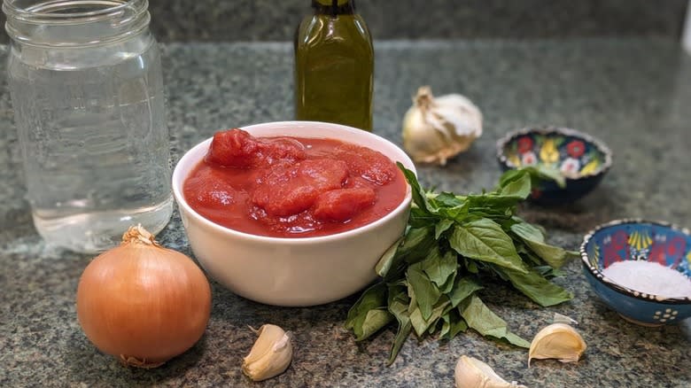 tomato soup ingredients with water