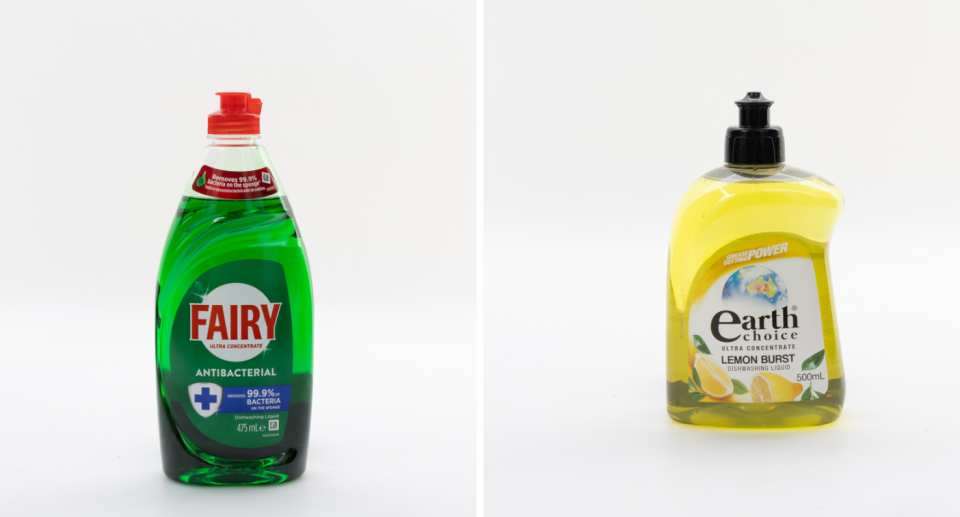 Worst dishwashing liquid from Fairy and Earth Choice