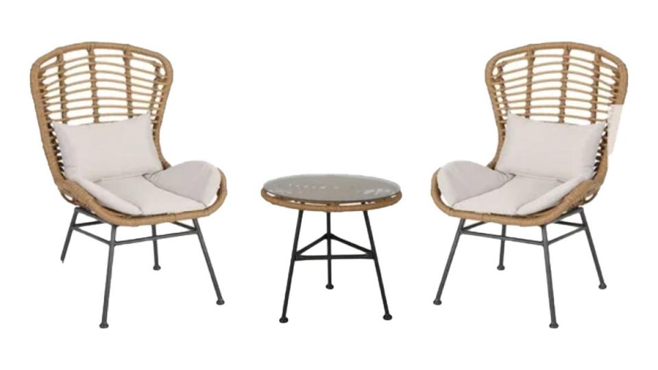 This three-piece wicker set is a big winner.