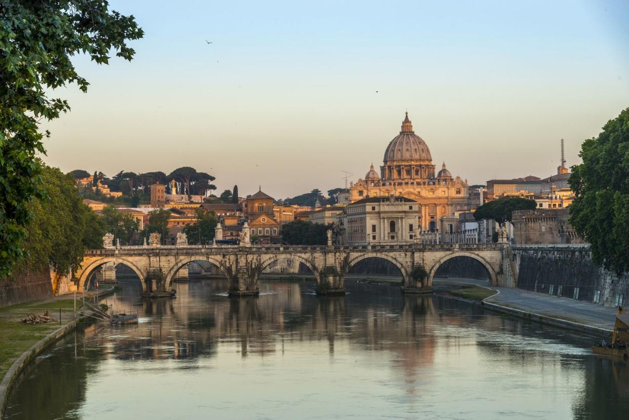 a suggestive view at dawn of a street, via di monte rianzo in the prati district in the historic center of rome