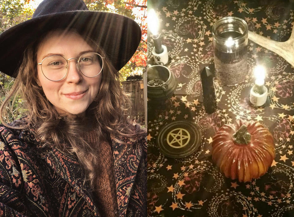 Like many witches, Ariel Kusby carves pumpkins on Halloween. If there's something she would like to manifest, she thinks of a symbol to represent that intention and carves it into her pumpkin. (Photos: Ariel Kusby/Beth Wade)