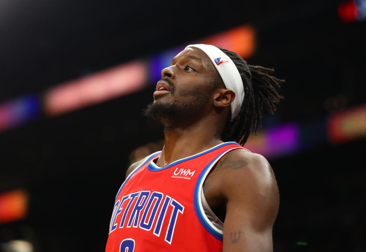 Detroit Pistons forward Jerami Grant might be the player most likely to be move before the Feb. 10 NBA trade deadline. (Mark J. Rebilas/USA Today Sports)