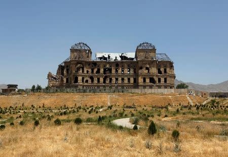 A view of the historic Darul Aman palace before the inauguration of the reconstruction project to restore the ruins of the palace, in Kabul, Afghanistan May 30, 2016. REUTERS/Omar Sobhani