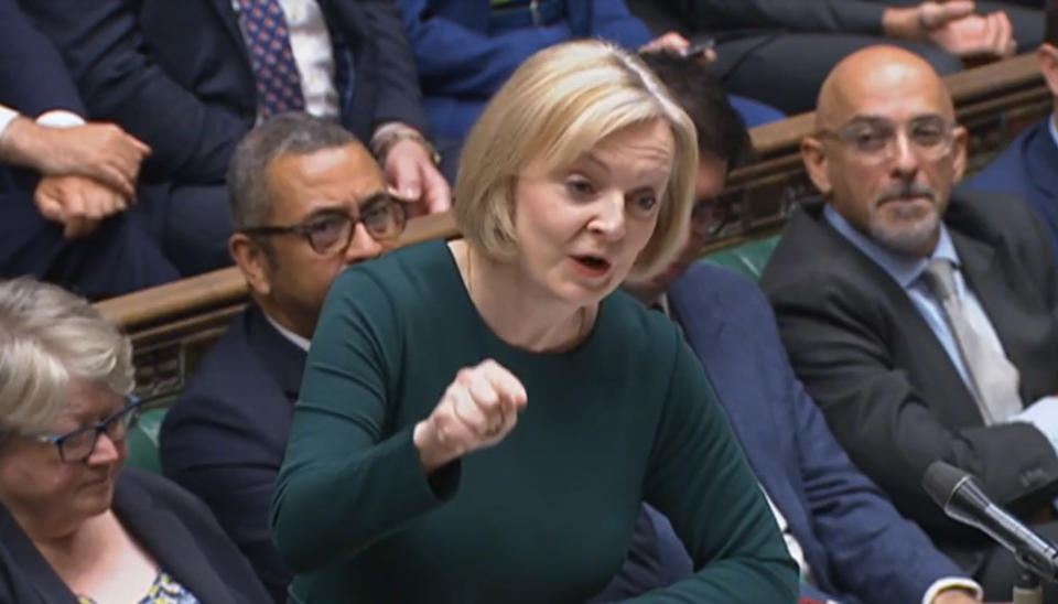 Prime Minister Liz Truss speaks during Prime Minister's Questions in the House of Commons, London.
