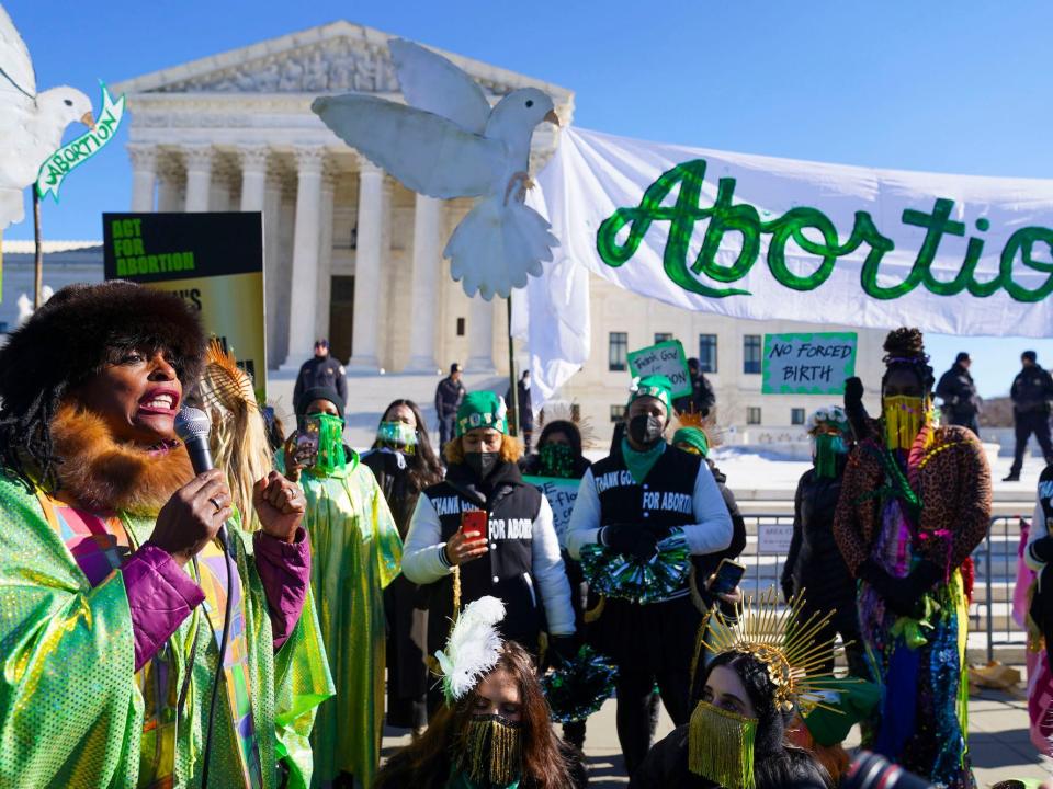 Reverend Jacqui Lewis says a prayer during ACT FOR ABORTION in front of the Supreme Court of the United States on January 22, 2022 in Washington, DC.