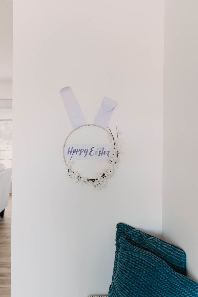 happy easter bunny ear easter wreath