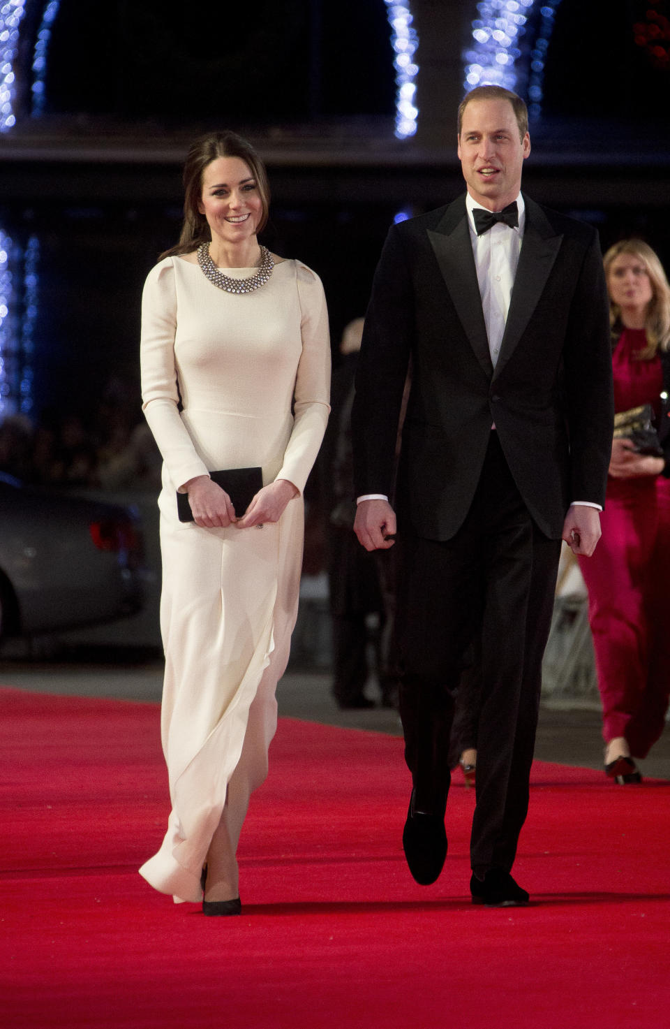 Kate attended the UK red carpet premiere of "Mandela: Long Walk to Freedom" in a Roland Mouret gown on December 5, 2013. 