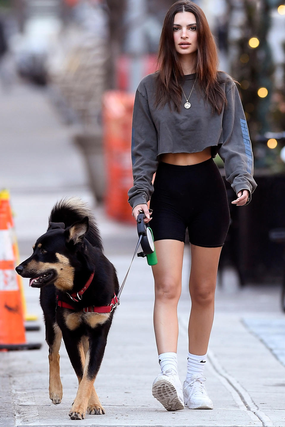 <p>Emily Ratajkowski walked her dog Colombo in New York City.</p>