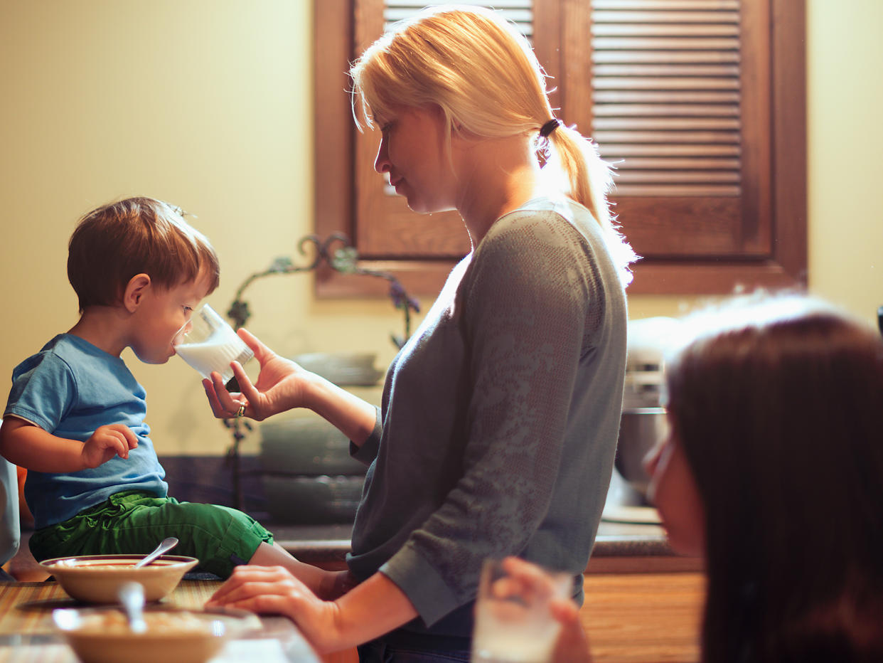 Of more than 300 mothers aged under 25, 46 per cent said they refrain from eating at proper meals in order to ensure their children are fed, while 61 per cent said they were only just managing financially: Getty Images/iStockphoto