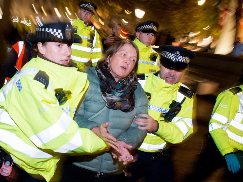 Ellie Chowns, Green party MEP, is arrested by police in Trafalgar Square: Getty