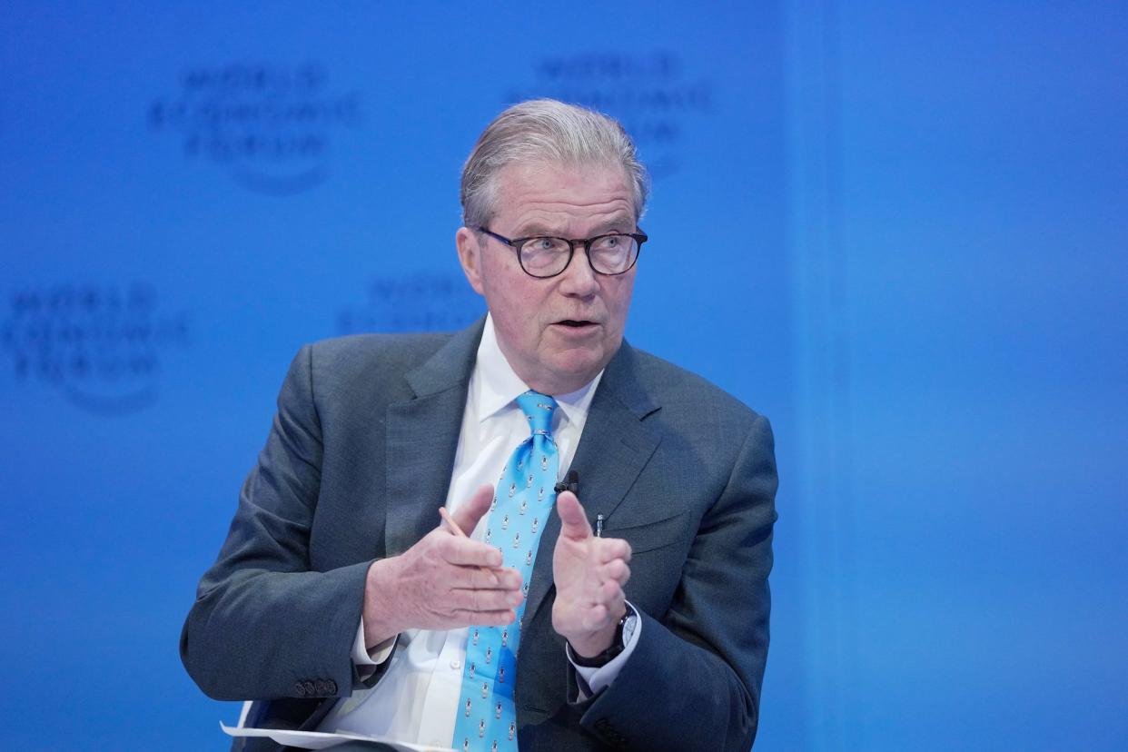 Leif Johansson, Chairman of the Board, AstraZeneca, Sweden, speaking in the Future-proofing Health Systems session at the World Economic Forum Annual Meeting 2022 in Davos-Klosters, Switzerland, 23 May. Congress Centre - Aspen 1