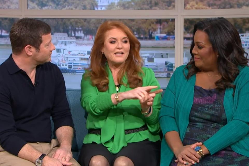 Dermot O’Leary, Sarah ‘Fergie’ Ferguson and Alison Hammond on This Morning (ITV / screengrab)