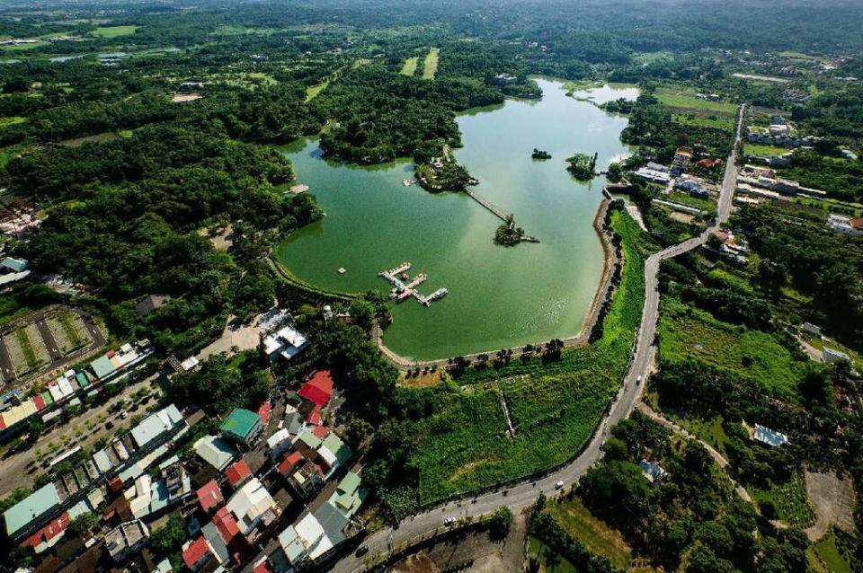 虎頭埤風景區空拍美景。（市府提供）