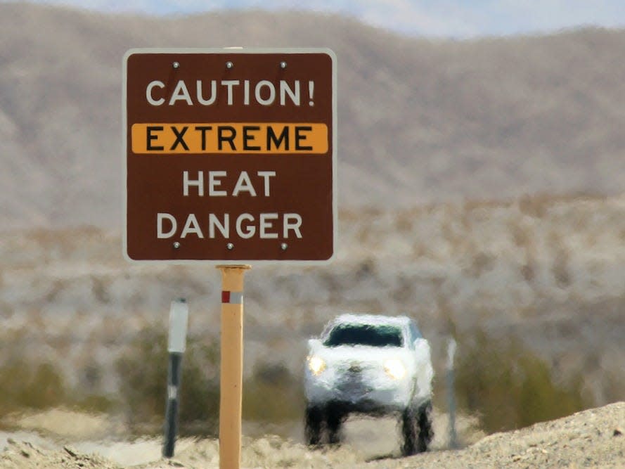 A warning sign in Death Valley, California.