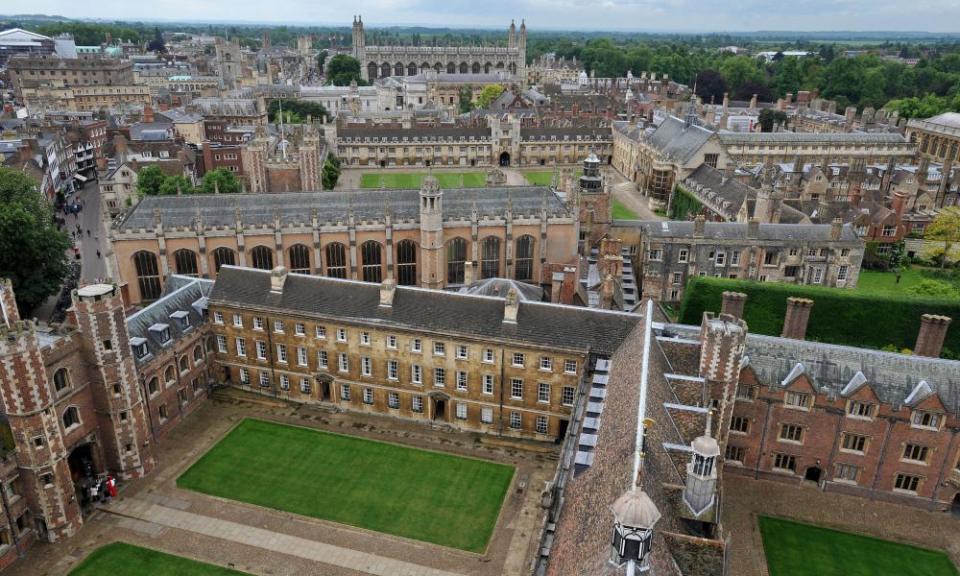 Aerial view of some Cambridge University buildings