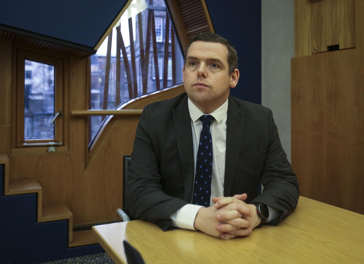 Scottish Conservative leader Douglas Ross at the Scottish Parliament in Edinburgh, as he has called for the resignation of Prime Minister Boris Johnson after he apologised for attending a 