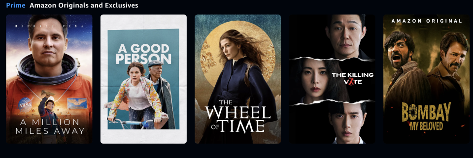 A photo of Prime originals and series on Prime Video. (PHOTO: Amazon)